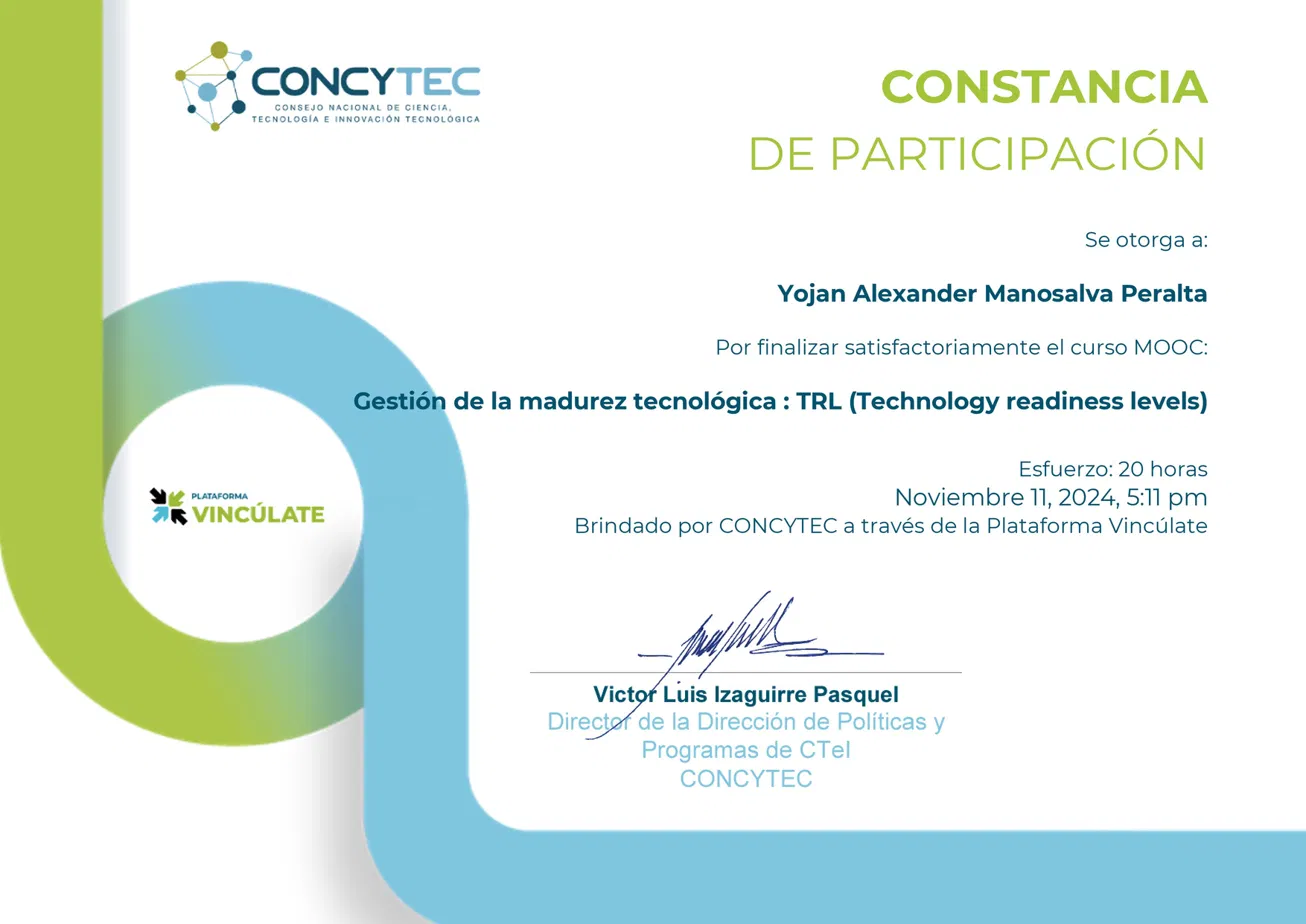 Constancia de participación en CONCYTEC